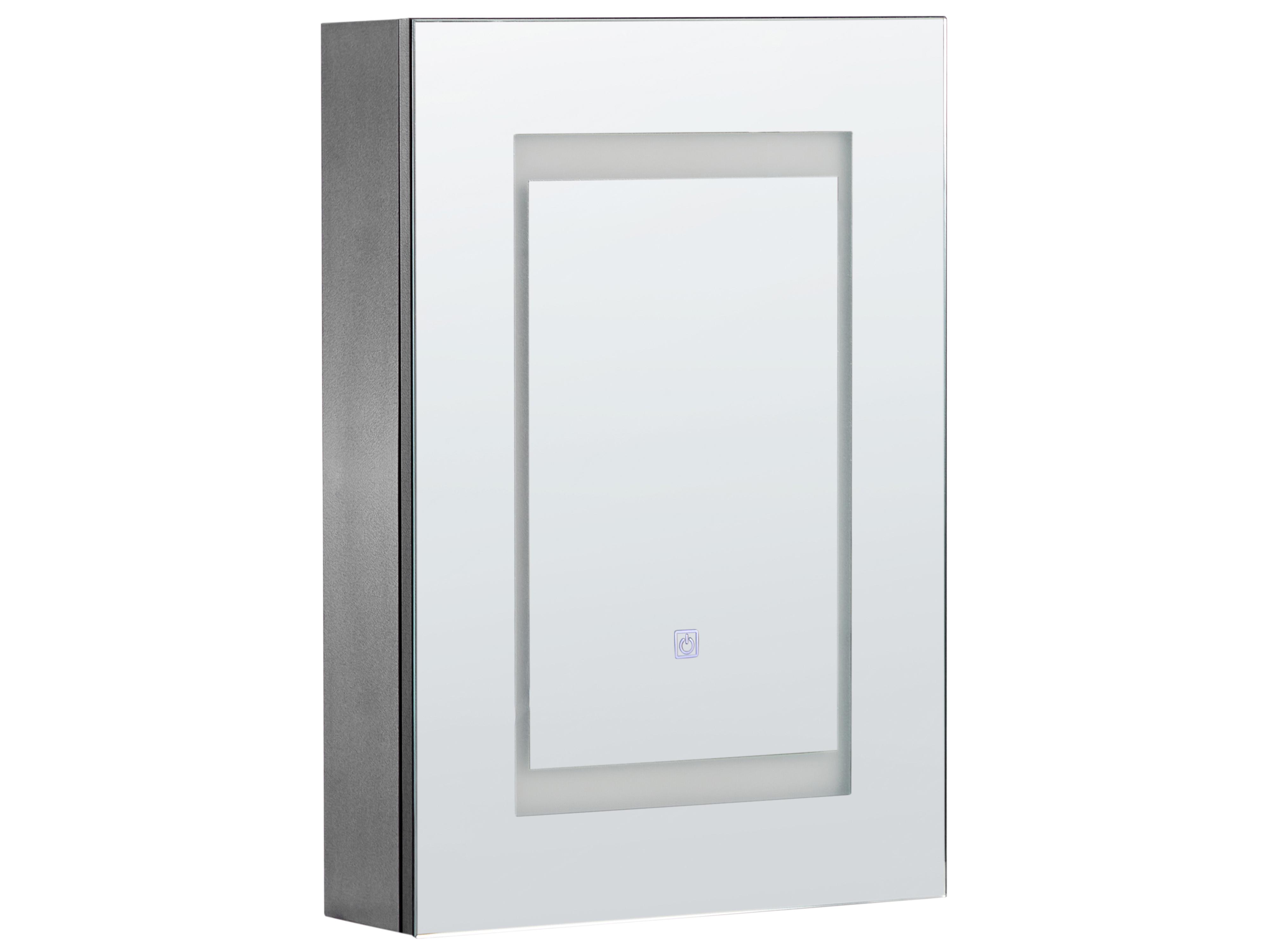 Badkamer wandkast met spiegel LED MALASPINA 40 cm 60 cm Zwart