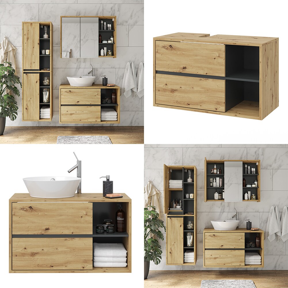 Vicco Wachtischunterschrank Viola Eiche Badschrank Waschbeckenunterschrank hängend