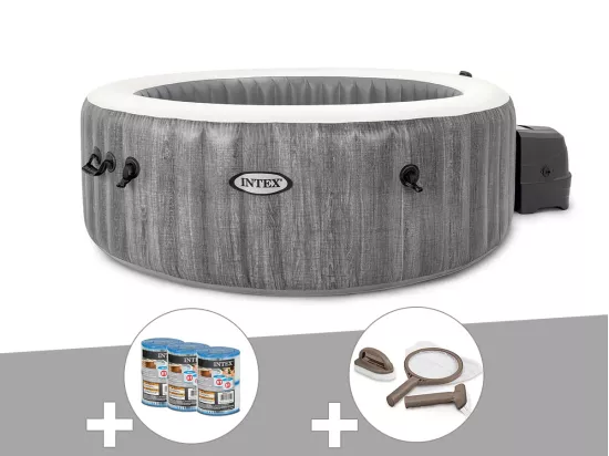 Kit spa gonflable Intex PureSpa Baltik rond Bulles 4 places + 6 filtres + Kit d'entretien