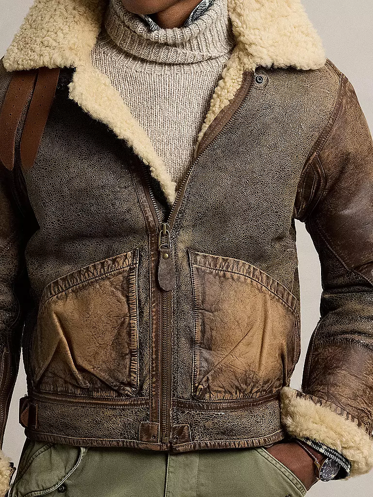 POLO RALPH LAUREN Lederjacke braun