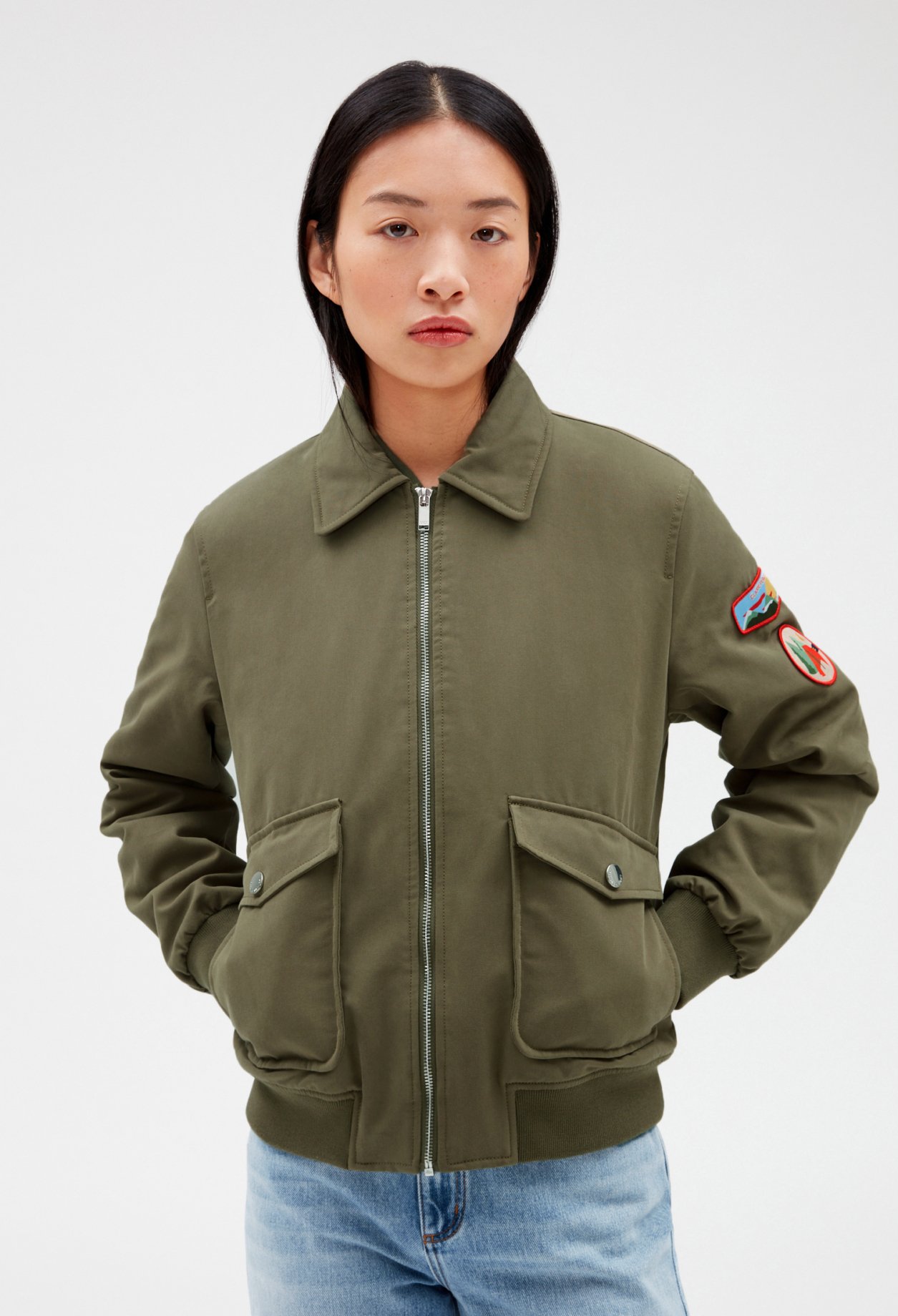 Blouson zippe kaki