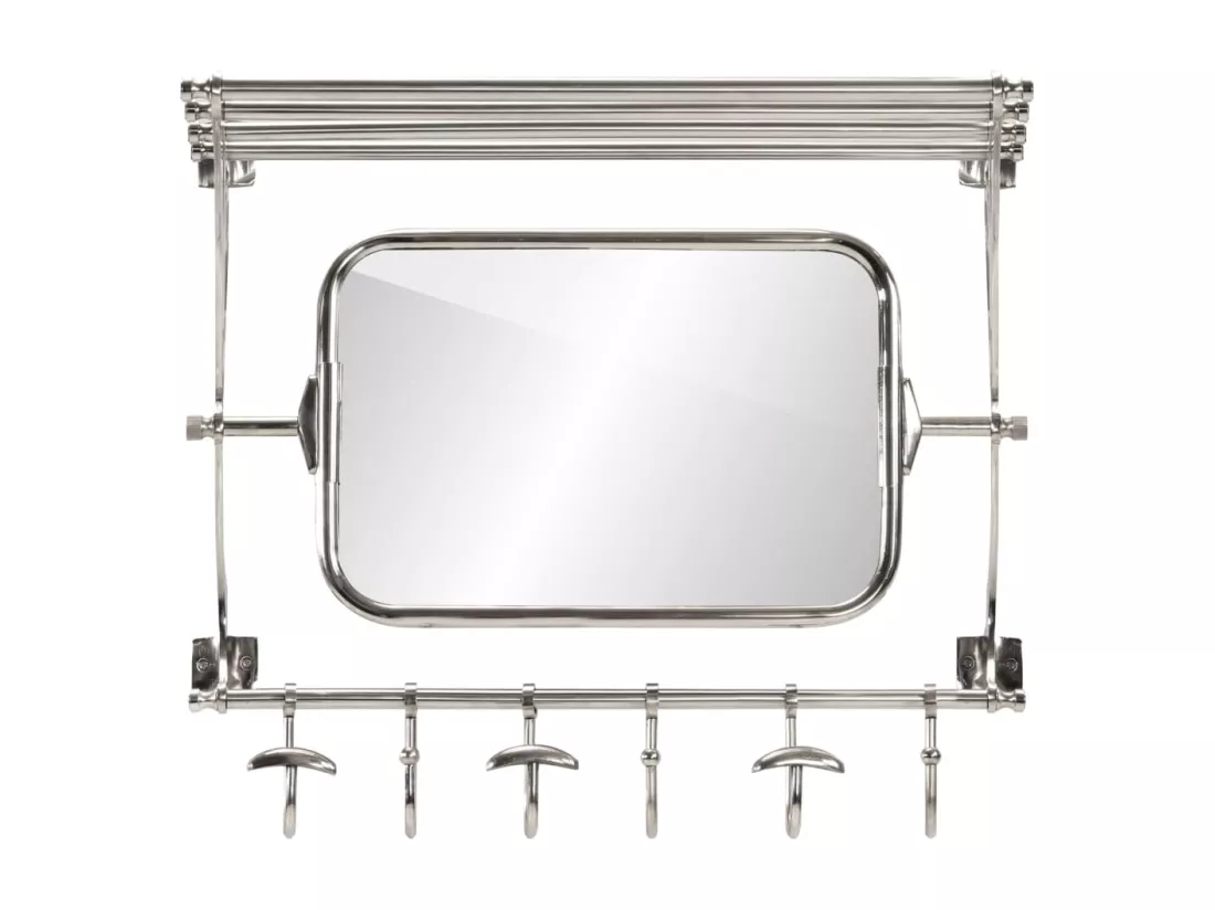 Porte-bagages avec cintres et miroir mural aluminium