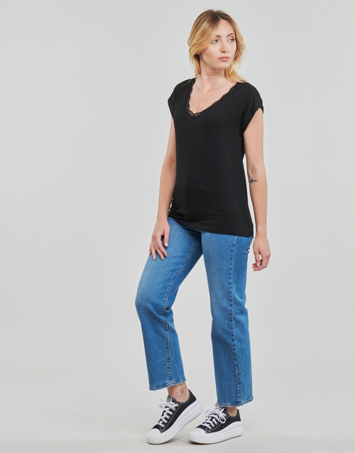 Only - ONLMOSTER S/S LACE V-NECK TOP CS JRS - Noir