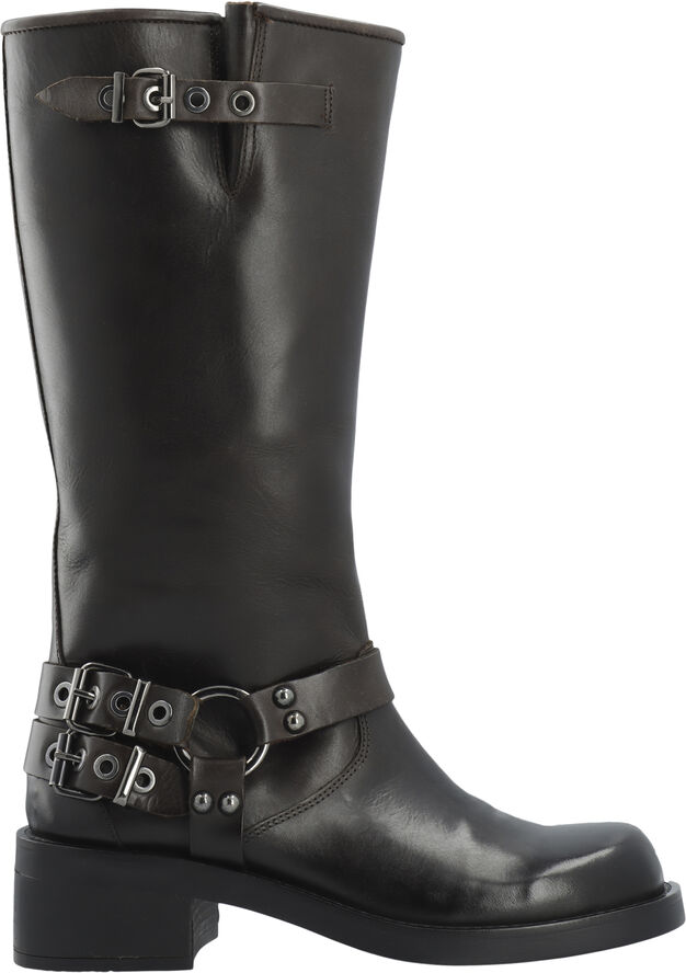 Bianco BIAHARPER Bikerboot Pull Up Leather Dark brown