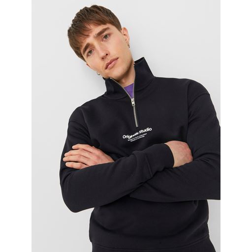 Jack&Jones Vesterbro Quarter Zip Sweatshirt, Black, L
