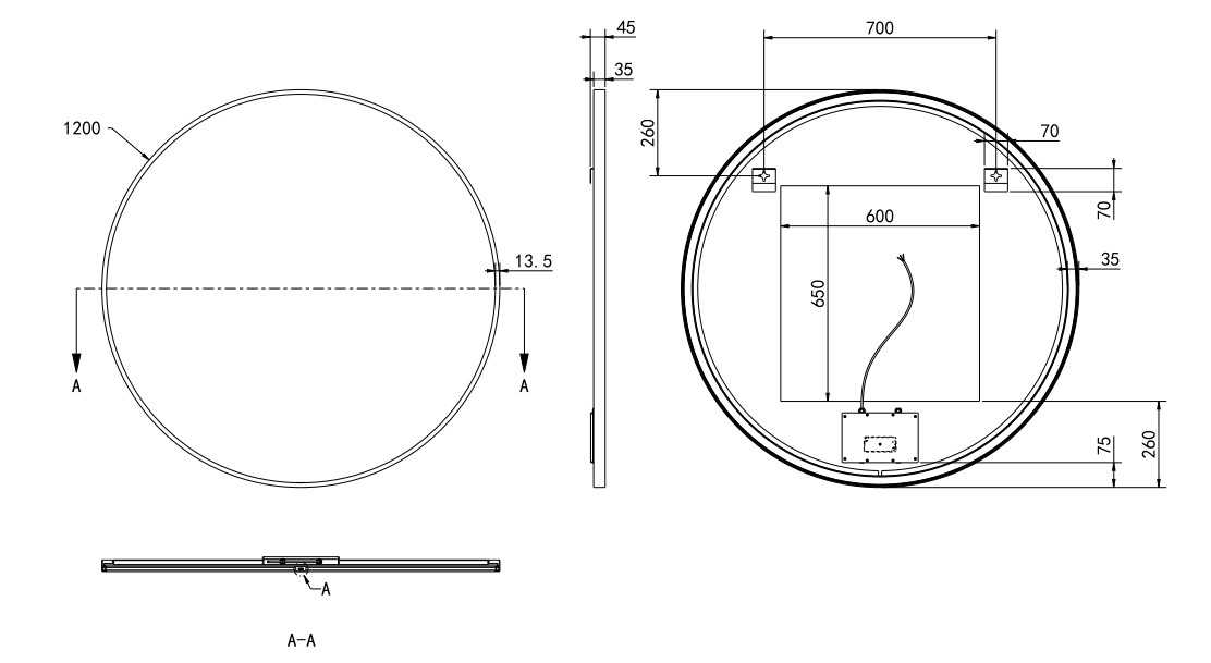 Hotbath &More Round spiegel 120cm geborsteld koper PVD