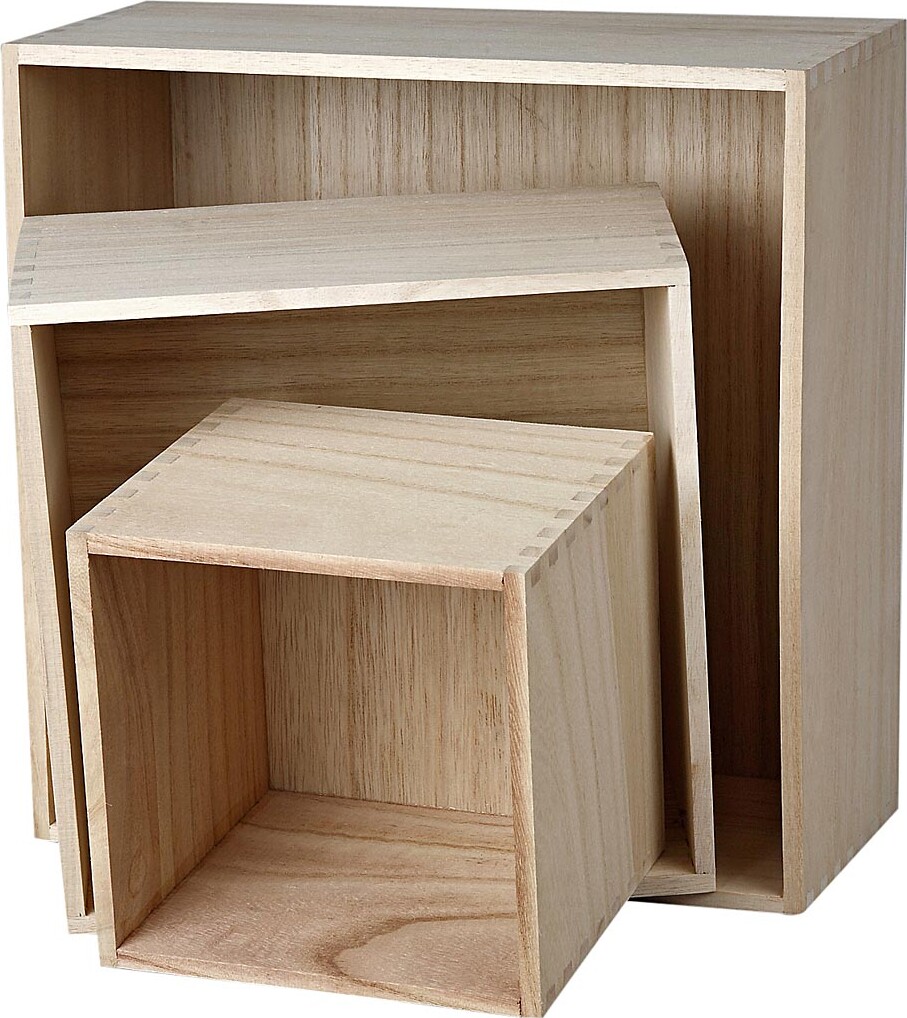 Bogkasser - Kvadratiske - H 15X15+21,5X21,5+28X28 CM - D 12,5 CM - 3 Stk