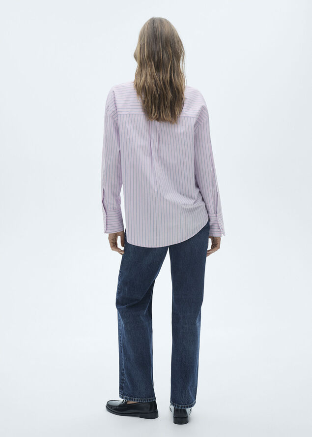 MANGO Striped cotton shirt Pink