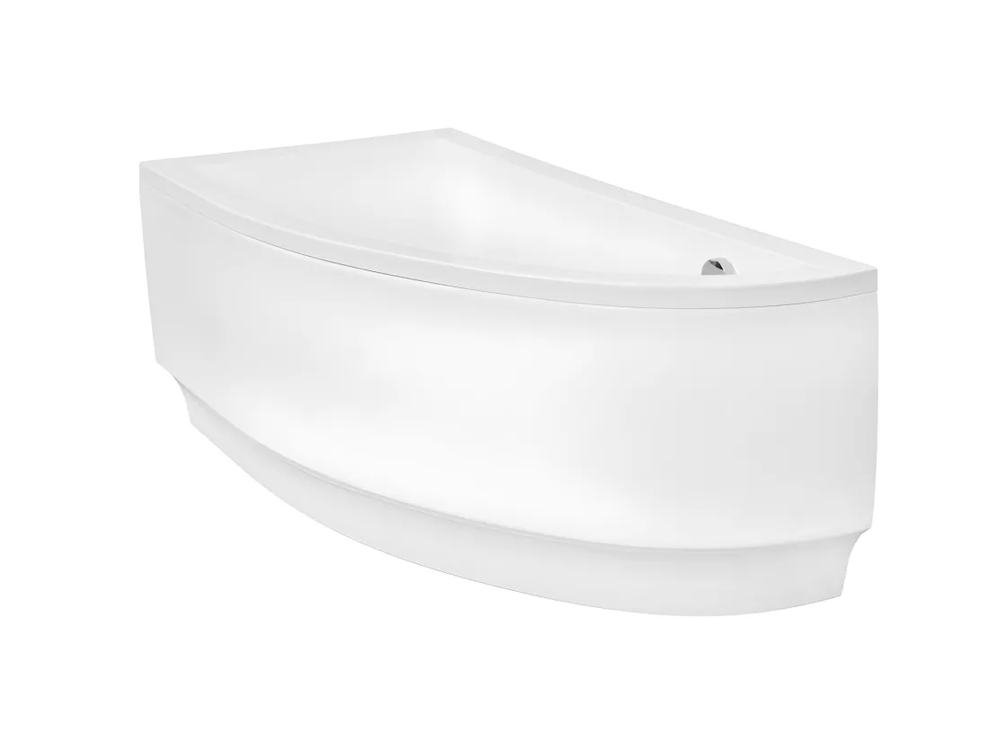 Baignoire asymétrique + tablier blanc + repose tête - PRAKTIKA - 150 x 70 cm - Droite