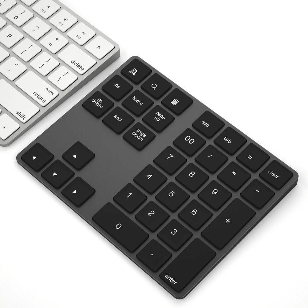 Aluminium Bluetooth Tastatur Keypad Zahlenblock 34-Tasten (Windows/iOS/Android) - Schwarz