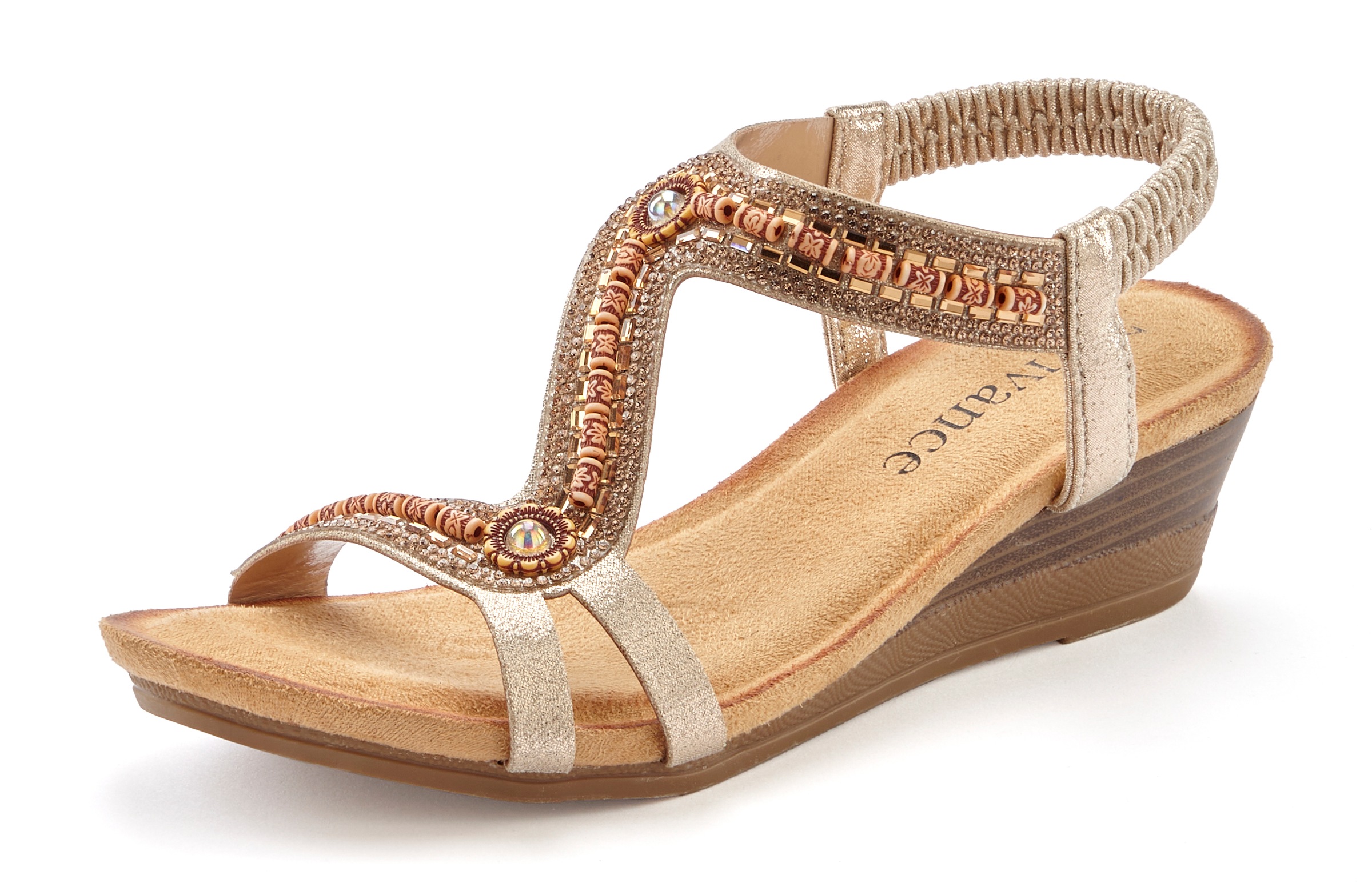 Vivance Sandalette »Sommerschuh«  Sandale, Sommerschuh mit Glitzerdetails und elastischem Riemchen VEGAN