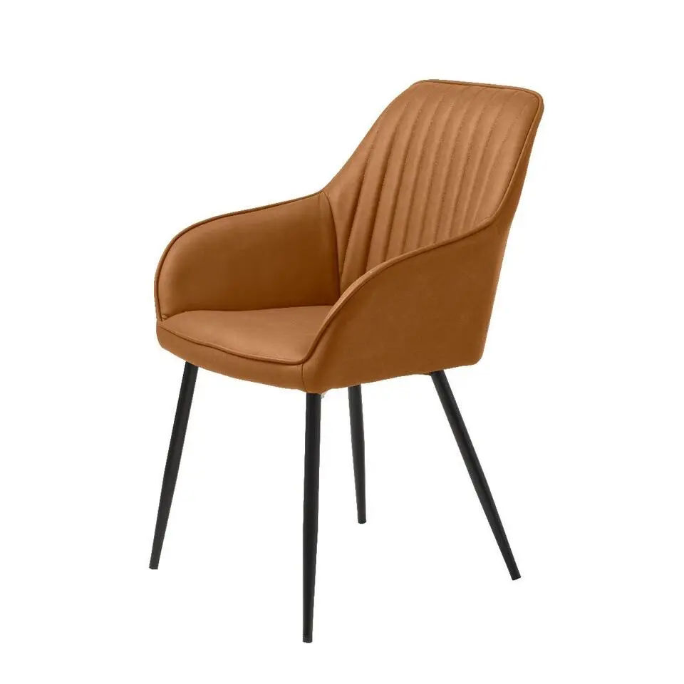 Nordic Home - Angelo armstoel pu-leer streep - cognac