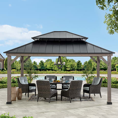 Sunjoy pavillon i cedertræ - sort