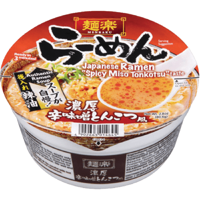 Hikari Menraku Instant Ramen Bowl Pittige Miso Tonkotsu Smaak 80.6g