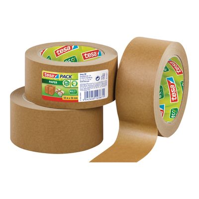 Tesapack - 6 Rubans adhésifs d'emballage - papier écologique kraft - 50 mm x 50 m