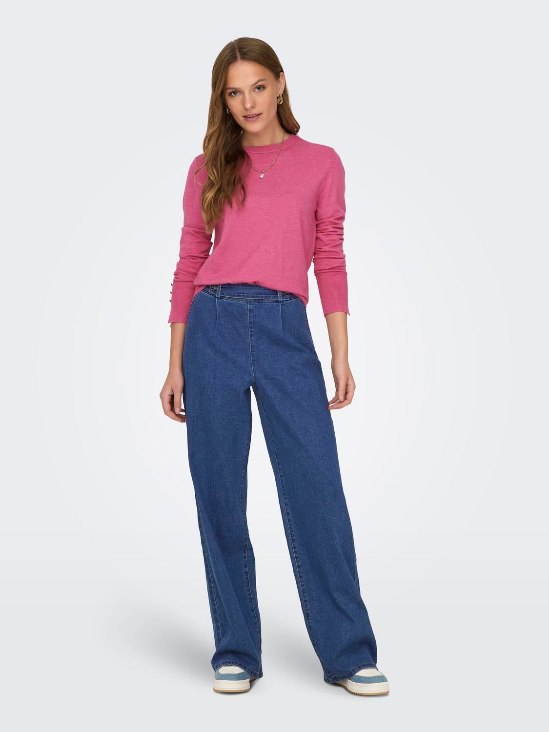 JDYGEGGO Hohe Taille Gerade geschnitten Jeans Medium Blue Denim