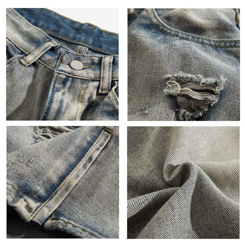 Yelmenor - Middelhoge denim shorts met distressed effect