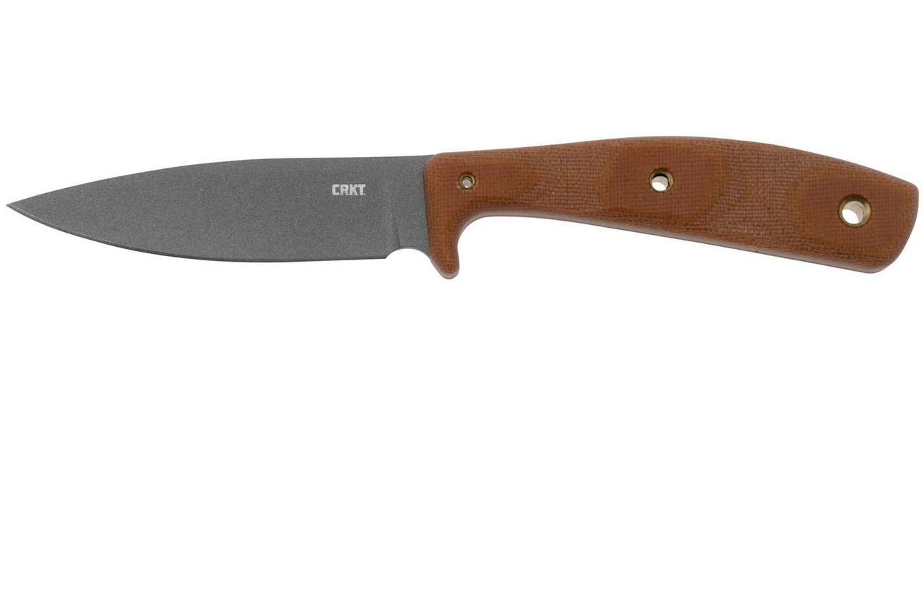 CRKT Soldotna 3029 Cerakote 1095, Brown Micarta, vaststaand mes, Russ Kommer design
