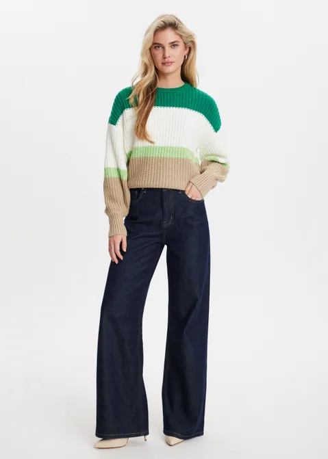 Gestreepte trui colorblock groen (GRN.D)