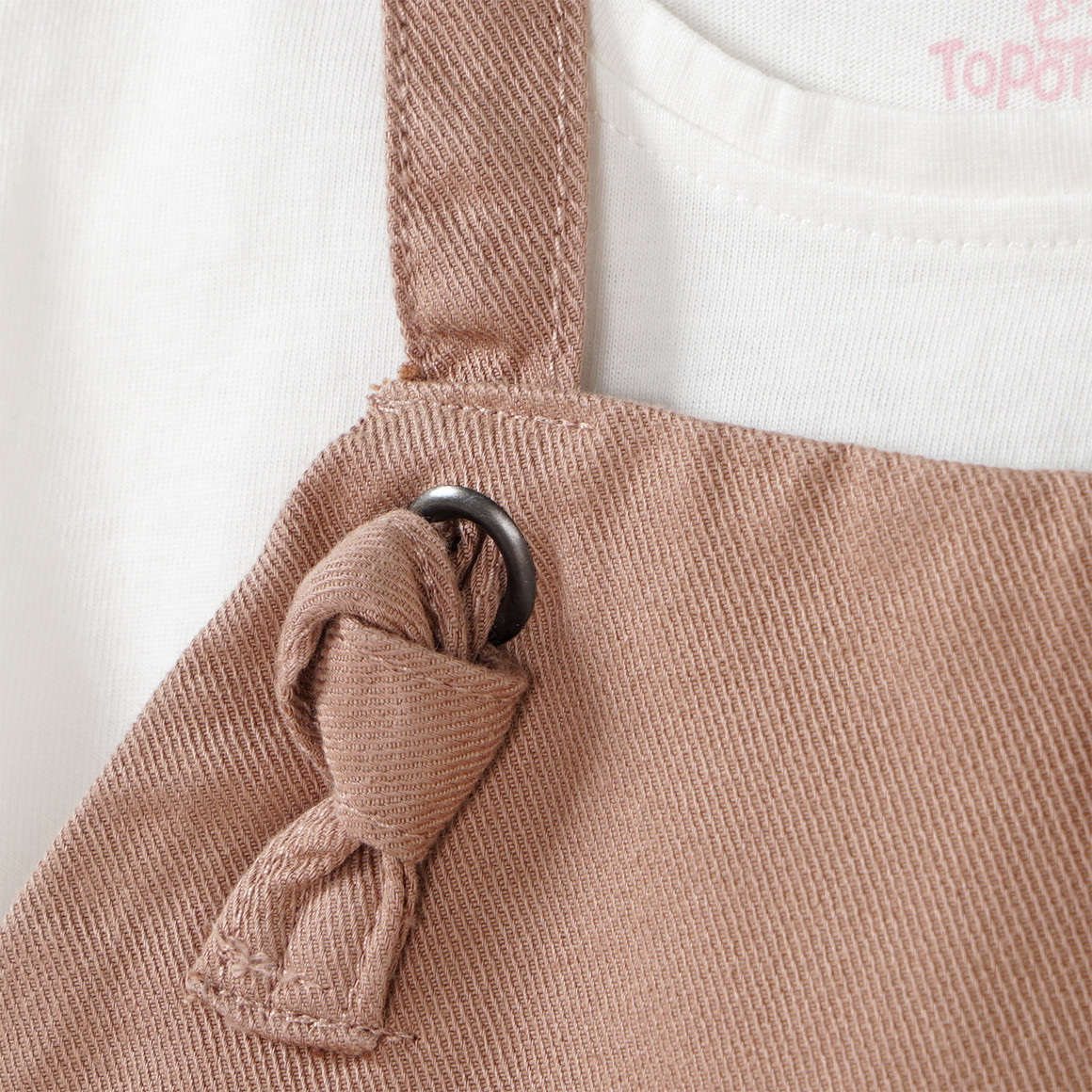 Topomini Baby Latzshorts und T-Shirt im Set hellbraun / weiss
