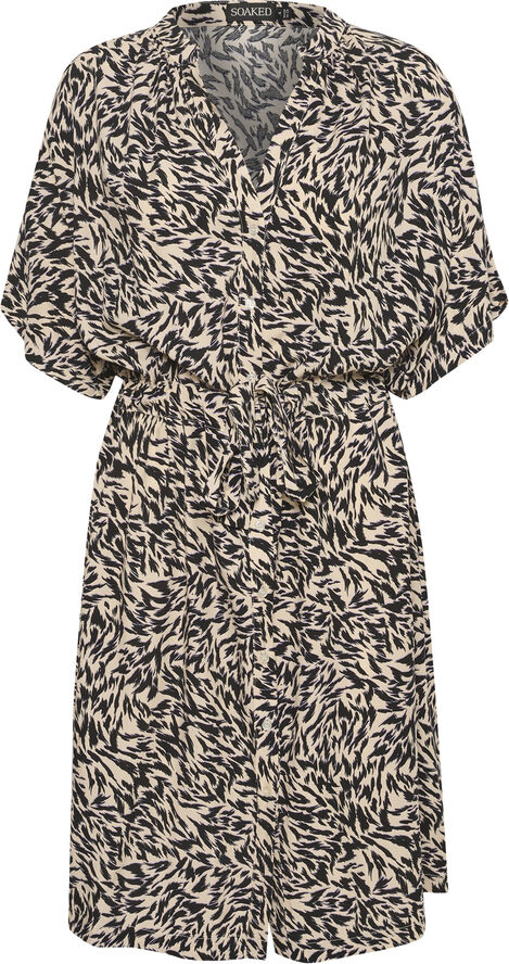 Soaked in Luxury SLArowe Dress SS Black preppy animal print