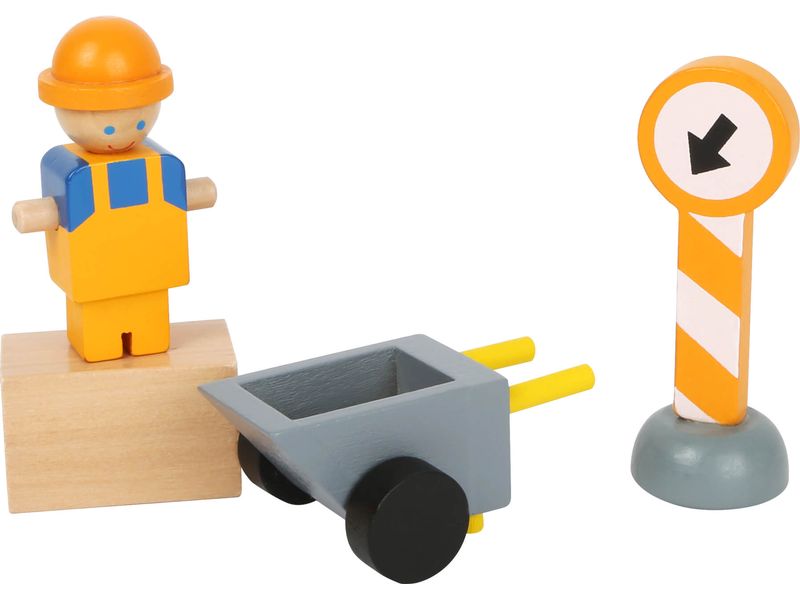 small foot Baukran mit Baustellenzubehör Umfangreiches Spielset aus Holz mit grossem Kran und viel Zubehör