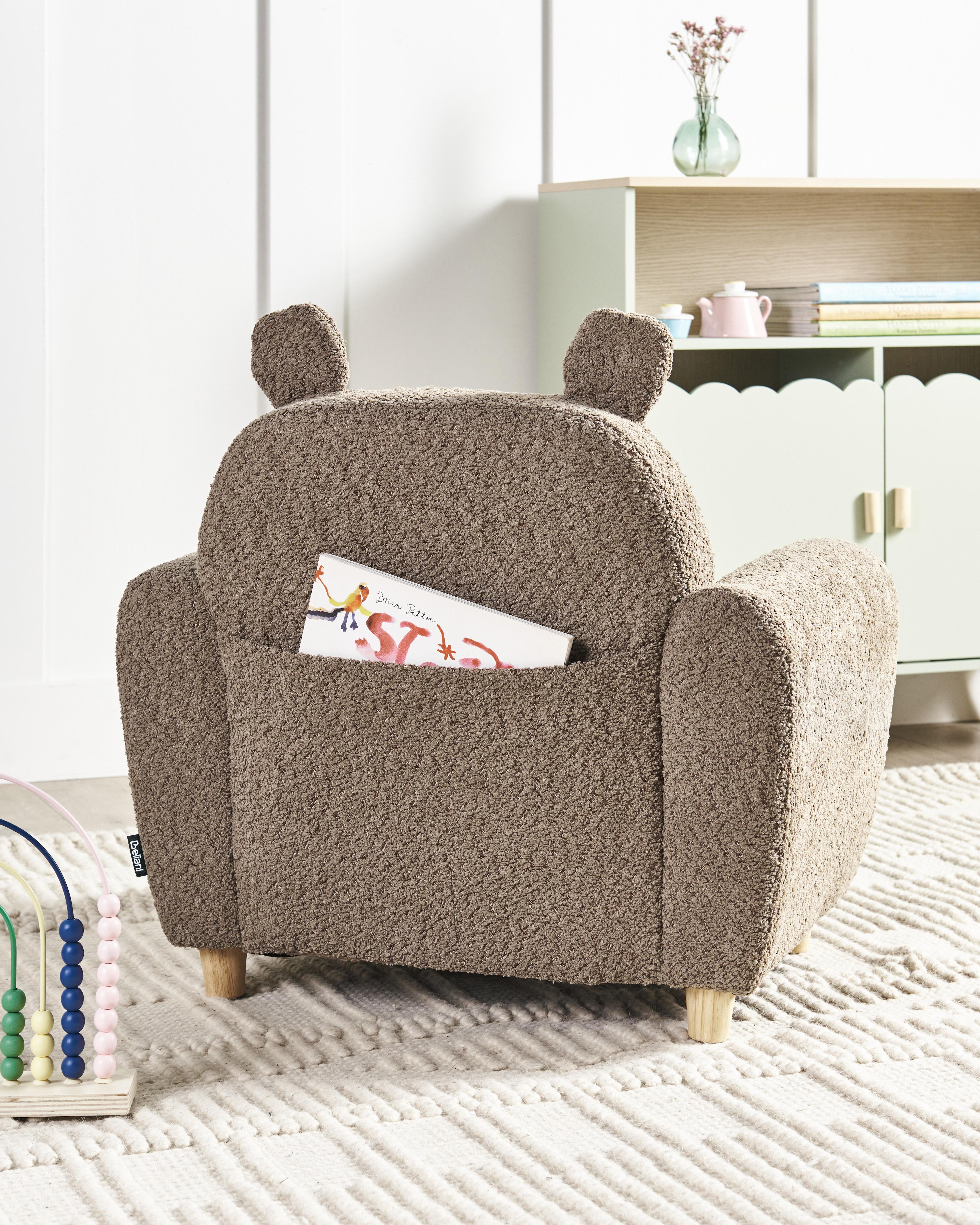 Kinderfauteuil Nijlpaard MARIBO Bouclé Bruin