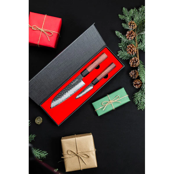 Set 2 couteaux Sayuto Sequoia San Mai office et santoku Sayuto