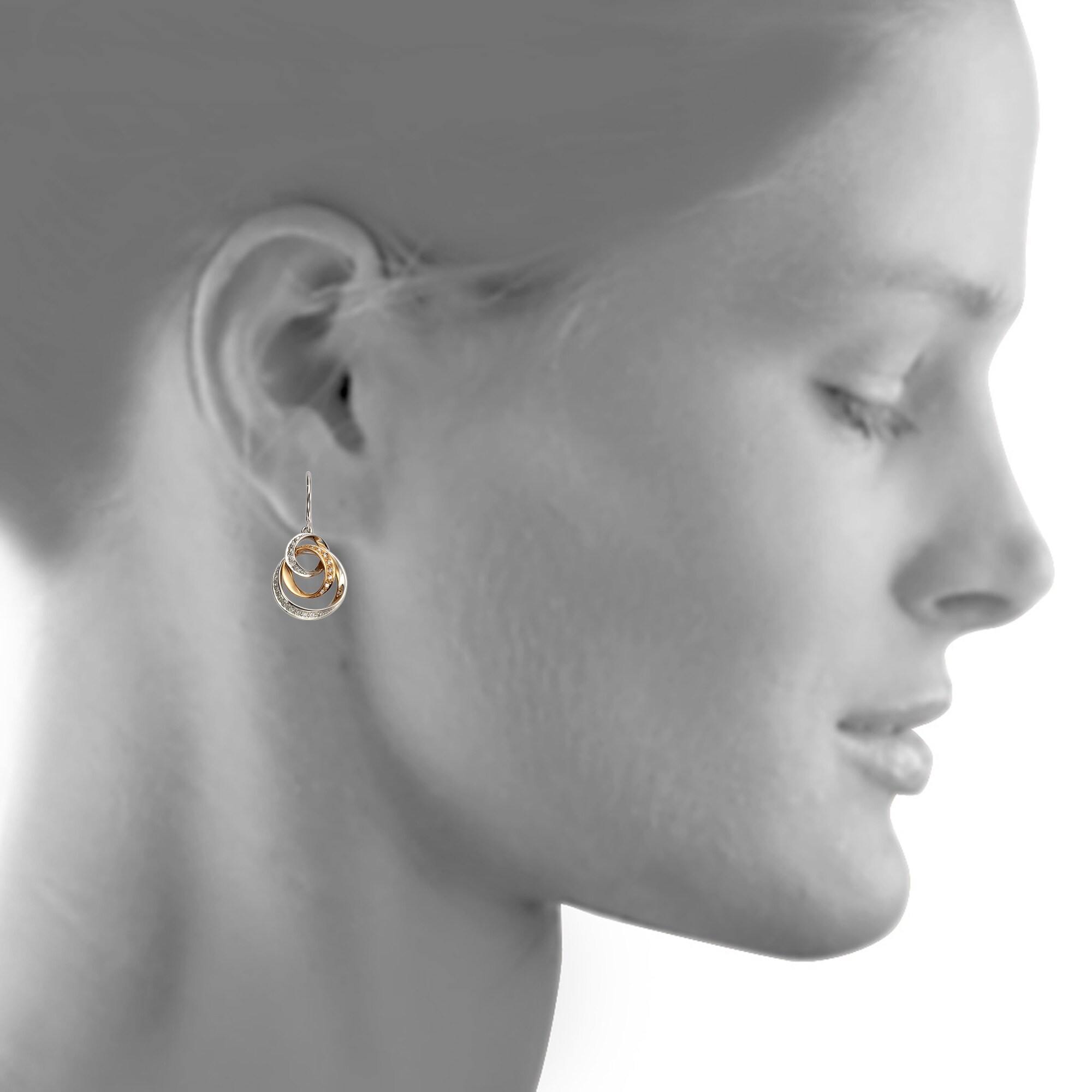Orolino Ohrringe 585 Gold zweifarbig mit 52 Brillanten zus. 0,24ct.