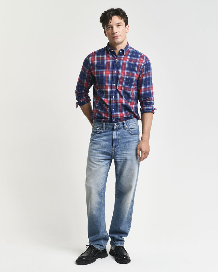 Gant REG FLANNEL CHECK SHIRT Persian blue