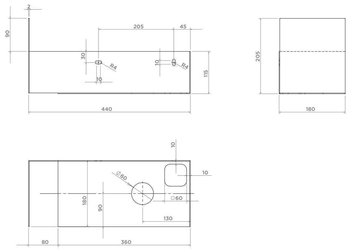 Clou Flush 3 open kast met handdoekhouder rechts zwart mat