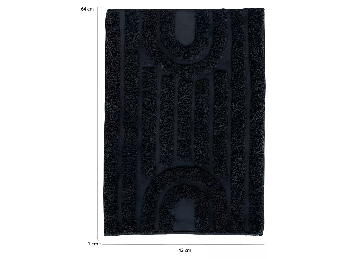 Tapis de salle de bain 40 x 60 cm en coton gris avec motifs - GEORGES