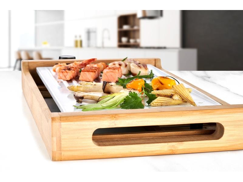 Trisa Tischgrill Bamboo Grill 1800 W Leistungsstarker Tischgrill für drinnen und draussen