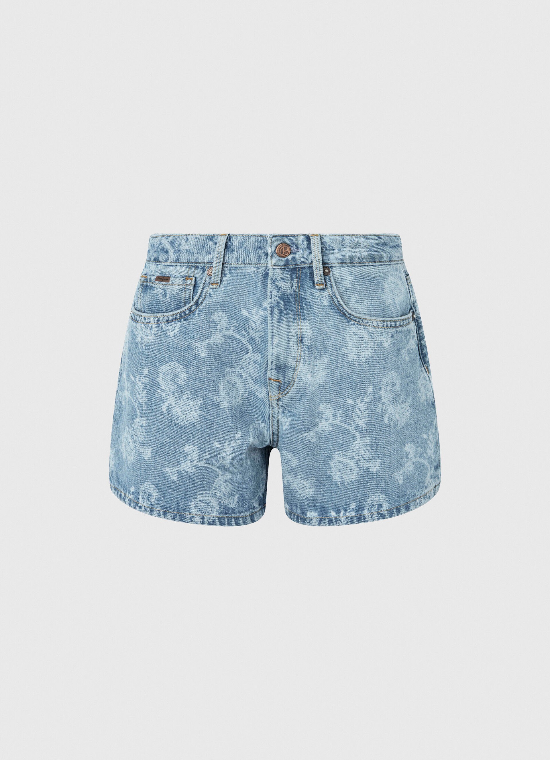 Shorts jeans com estampa floral - jeans