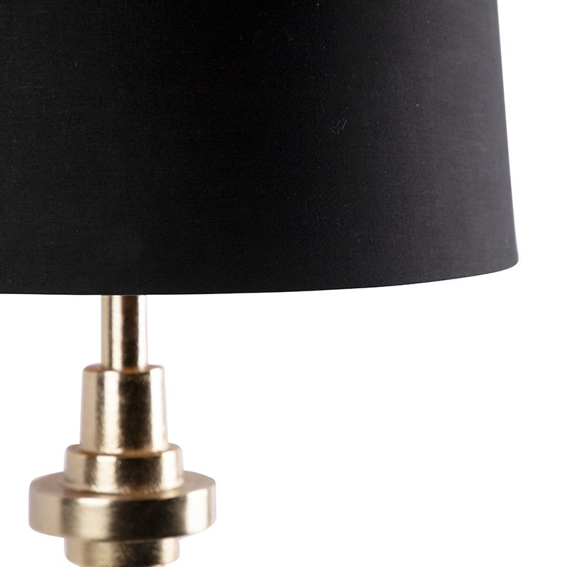 Art deco tafellamp goud en katoenen kap zwart 45 cm - Diverso