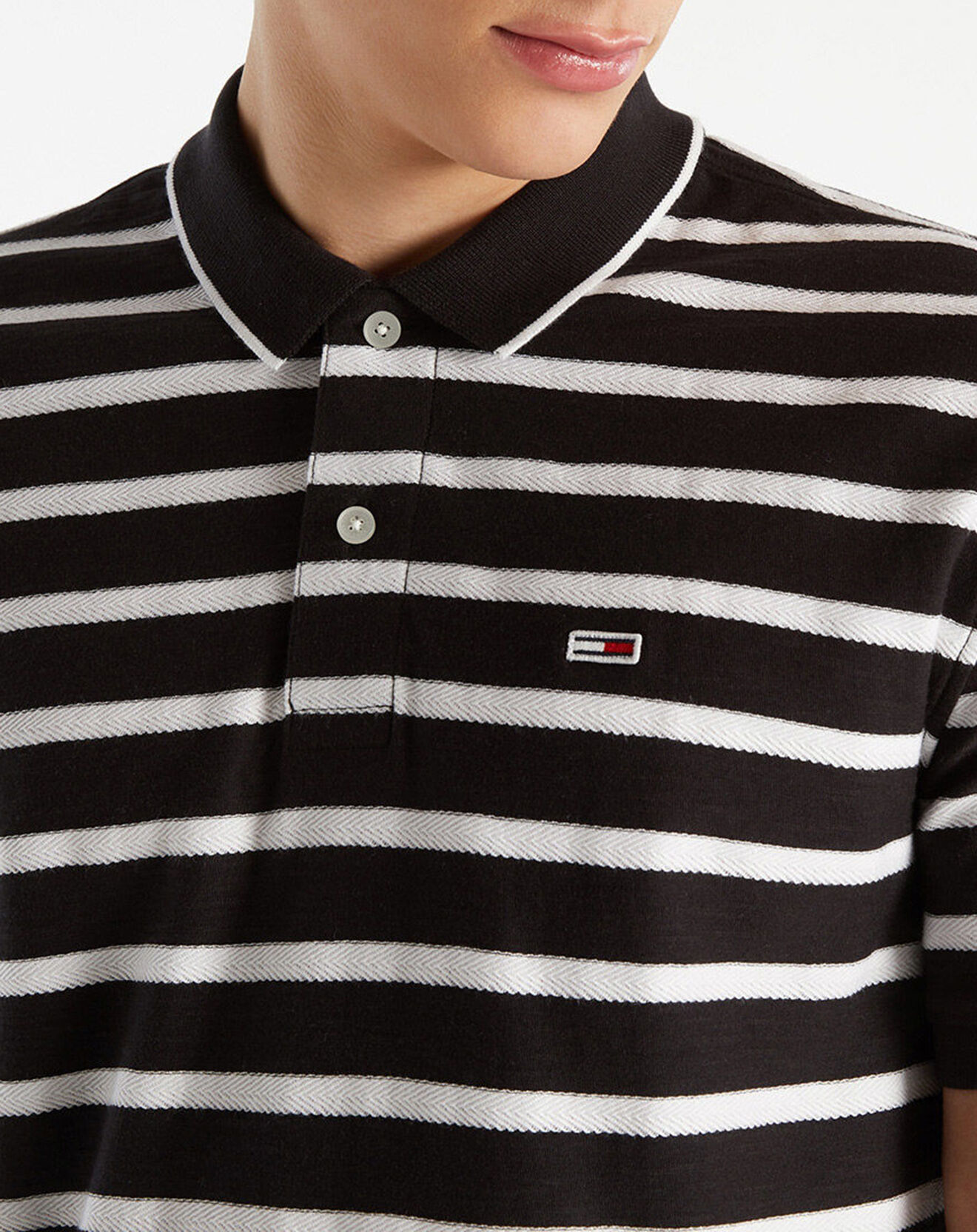 Tommy Jeans Polo à rayures noir/blanc