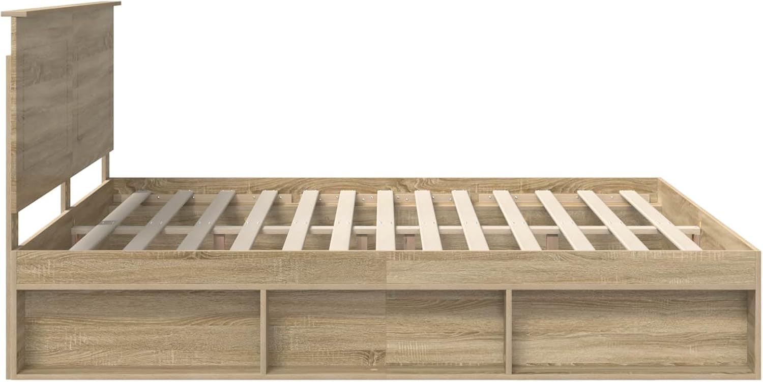 Bettrahmen Sonoma 180x200 cm aus Massivholz Kiefer, Modernes Design mit Kopfteil & Lattenrost, Robustes Holzbett for Schlafzimmer und Gästezimmer