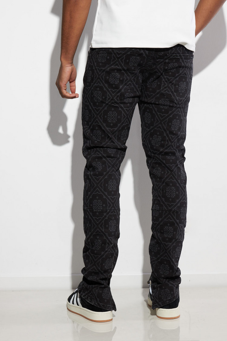 Jean noir à motif géométrique gris