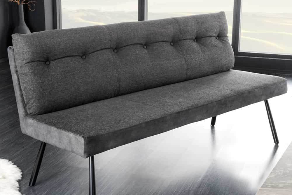 Moderne Sitzbank BIG GEORGE 160cm anthrazit Samt Strukturstoff Taschenfederkern schwarz