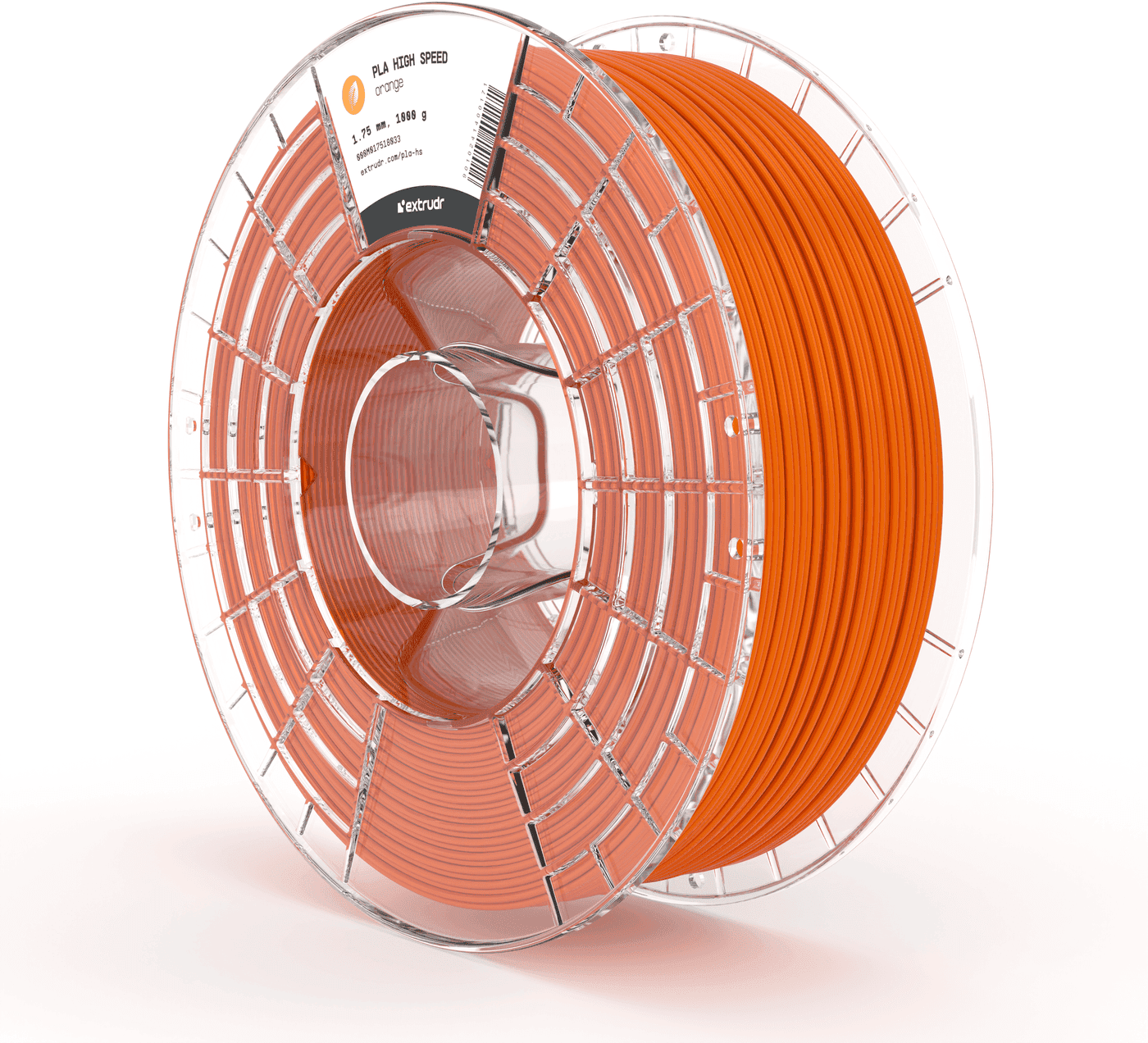 Extrudr  PLA High Speed Orange, 1,75 mm / 1000 g    PLA HS für Druckgeschwindigkeiten bis zu 1000 mm/s in Orange