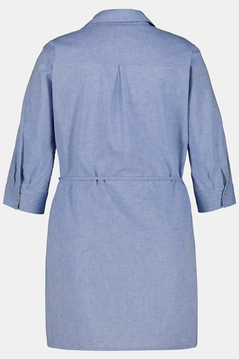 Bellieva-Bluse, extra lang, Druckknöpfe, 3/4-Ärmel, Biobaumwolle, GOTS