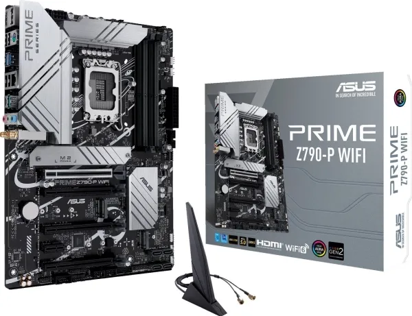 ASUS Prime Z790-P WIFI - Bundkort - ATX - LGA1700 sokkel - Z790 Chipset - USB-C 3.2 Gen 2x2, USB 3.2 Gen 1, USB 3.2 Gen 2, USB-C Gen2 - 2.5 Gigabit LAN, Wi-Fi 6, Bluetooth - onboard grafik (CPU påkrævet) - HD Audio (8-kanaler)