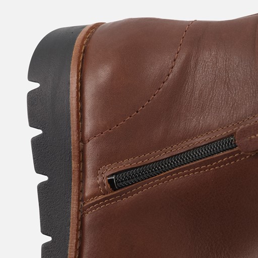 Feyn Zoe Enkellaarsjes cognac Leer