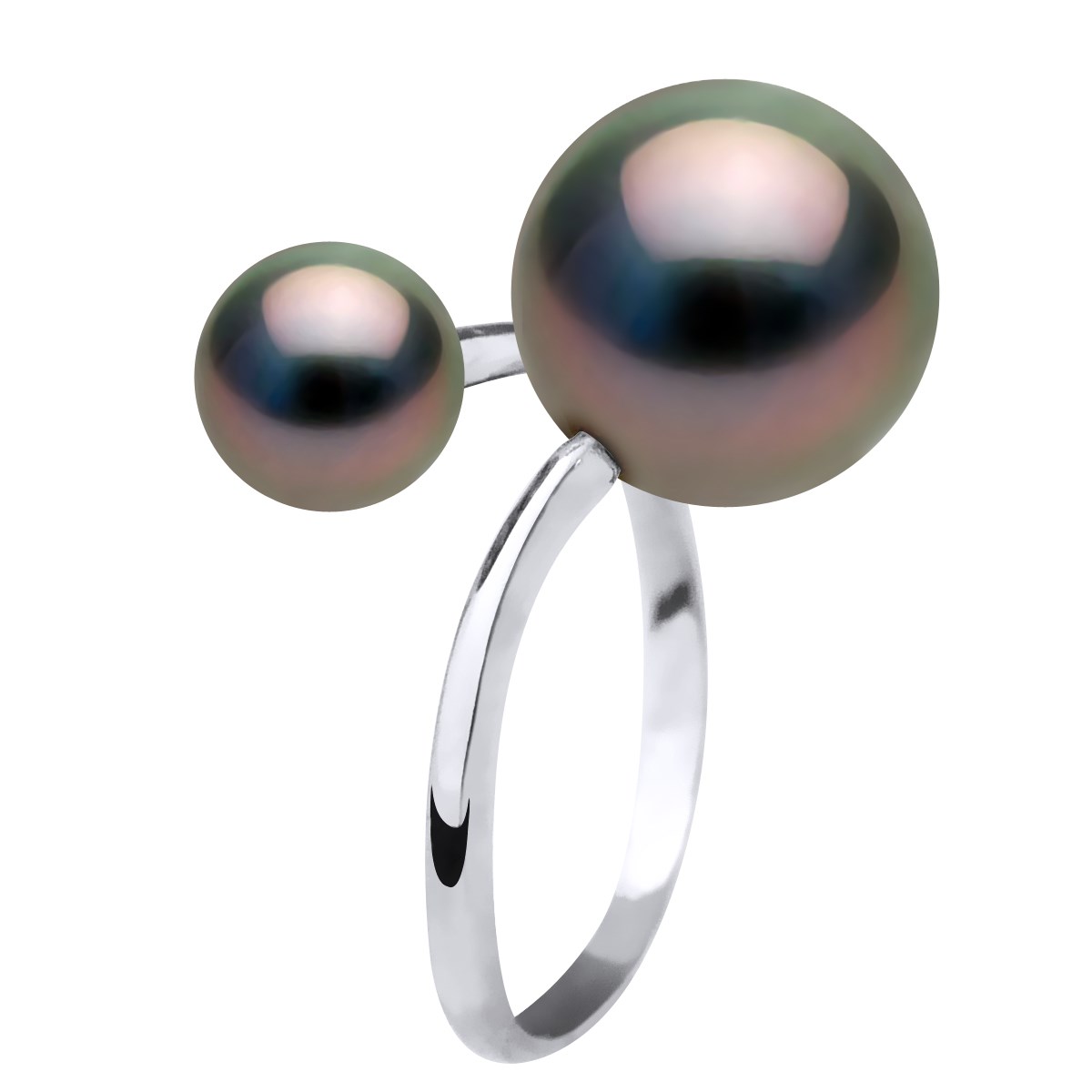 Bague Stella Jonc Perle de Tahit11-12 mm - Or Blanc