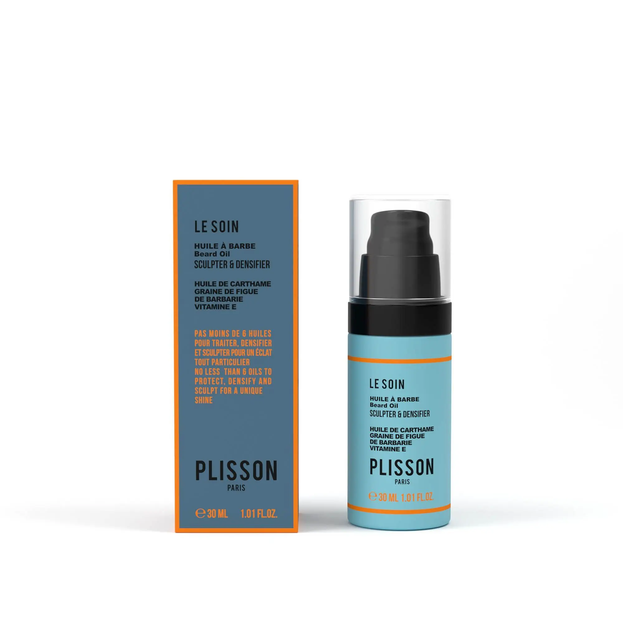 Plisson - Le Soin Huile à barbe Flacon pompe en verre de 30 ml - Huile pour barbe