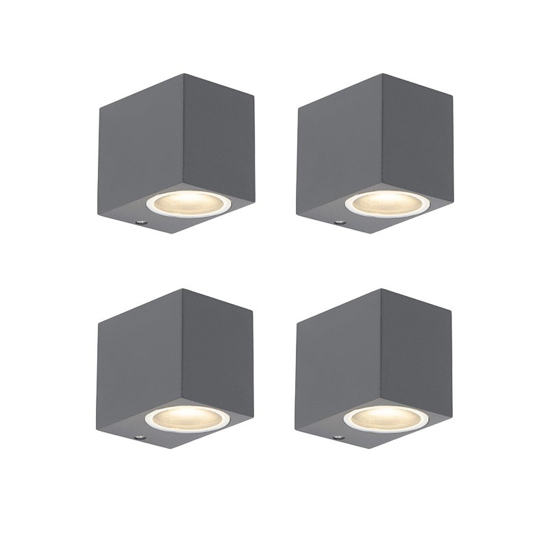 Set van 4 moderne wandlampen, antraciet, IP44 - Baleno I