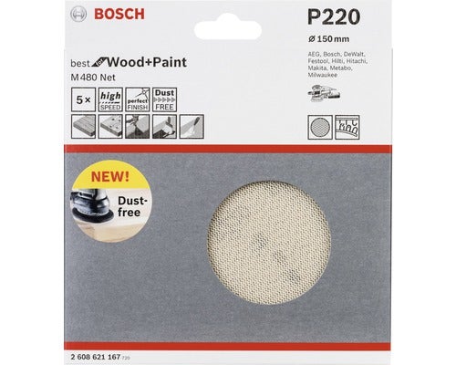 Gaasschuurschijf M480, Ø150mm, K220, verpakking van 5, Beste voor hout en verf