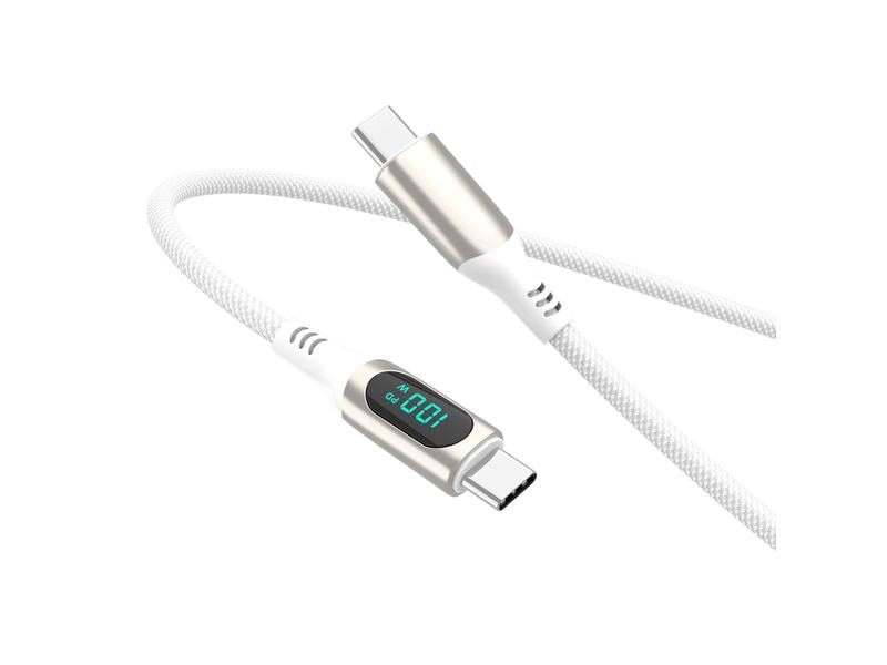 4smarts USB 2.0-Kabel DigitCord bis 100W USB C - USB C 3 m USB-C Kabel DigitCord 100W 3m weiss, Digitales Display