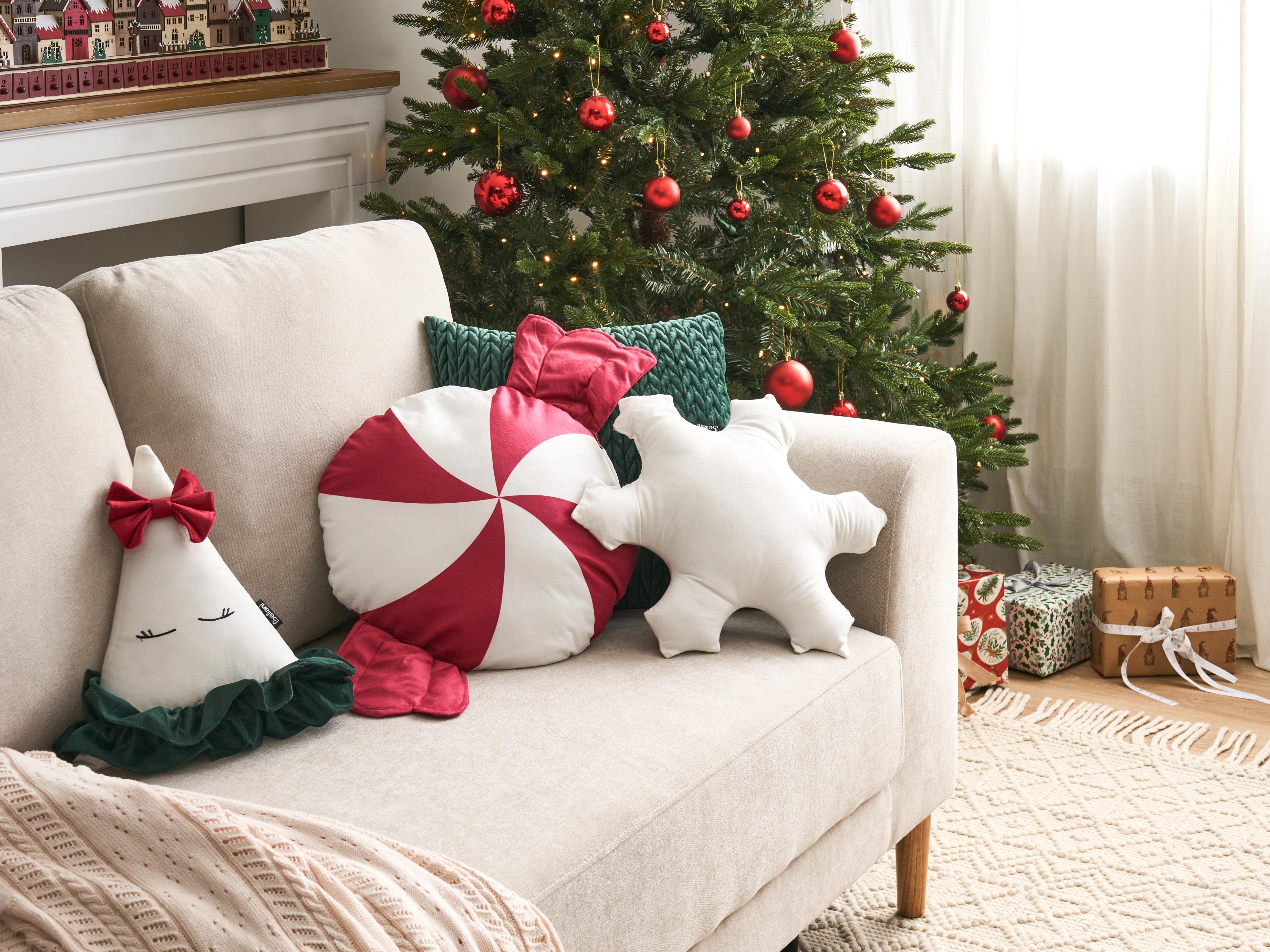 Set van 3 sierkussens NOELNEST Fluweel 30 x 35 cm 40 x 40 cm Meerkleurig kerstmotief
