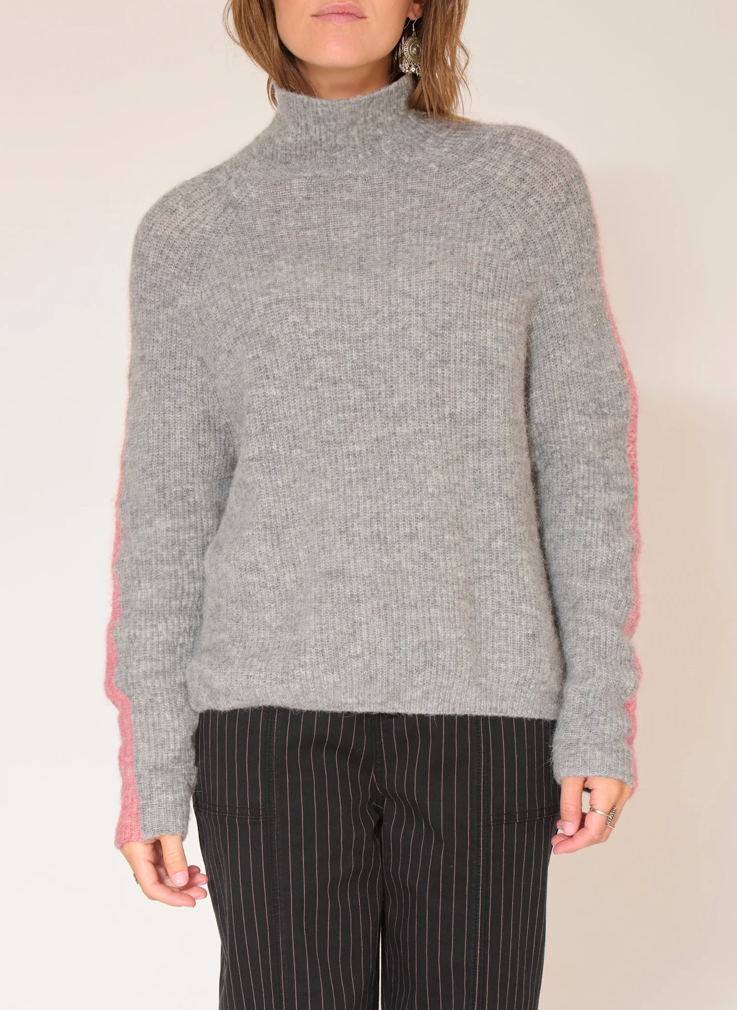 KYNOGA - Pull oversize col montant en laine mélangée | Gris